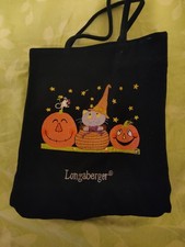 Longaberger Cat  Pumpkin Halloween Lunch Bag Tote Halloween Treat Bag Black