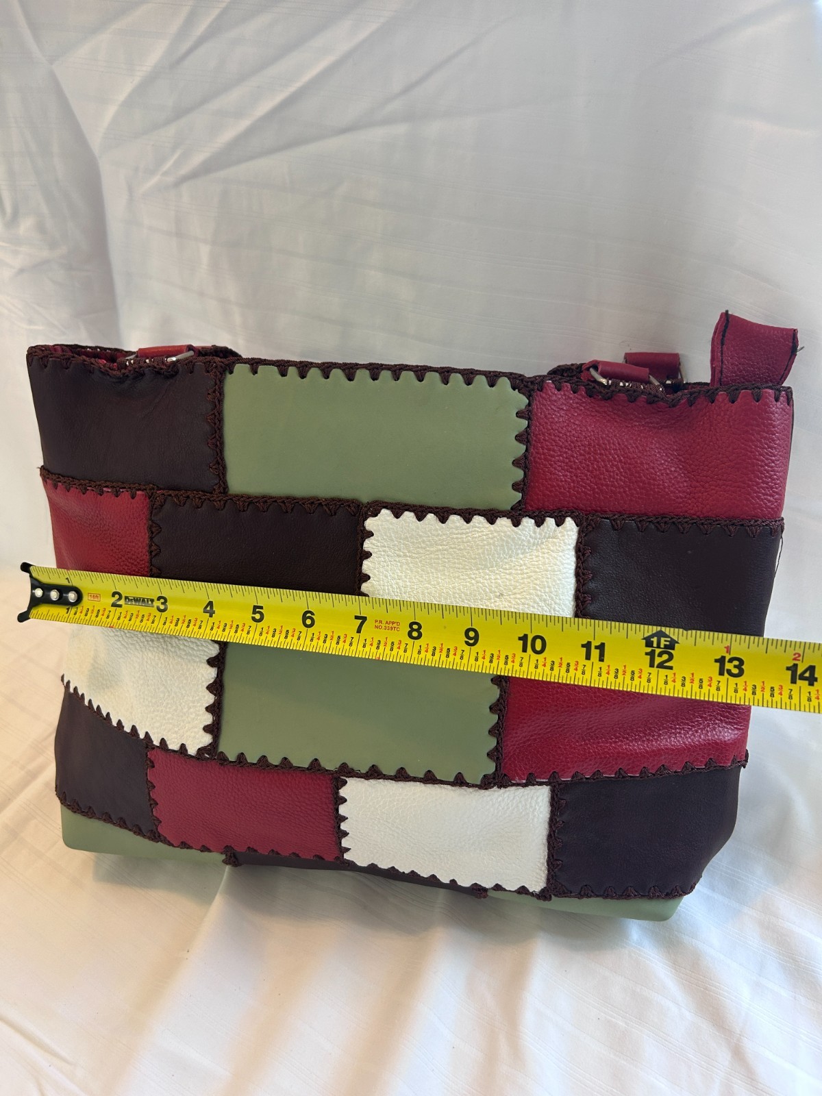 Handmade Leather Patchwork Shoulder Bag - image 8