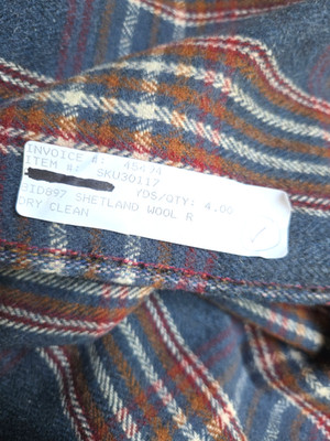 Vintage Pendleton Wool Fabric Tweed Plaid Check Blue Gold Red White 4 Yard 62''