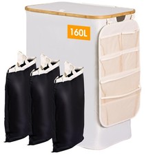 Laundry Basket 160L Laundry Hamper 3 Section, Large 42.3 Gal Separated Laundr...