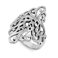 .925 Sterling Silver Filigree Style Fashion Ring NEW