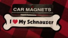 Dog Bone Magnet for car or home - I LOVE MY SCHNAUZER Dogs Puppy