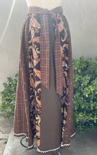 Vtg 80s Boho Western Long Skirt Paisley Print Browns Sz L Carefree Fashions Sz