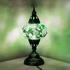Turkish Moroccan Lamp Colourful Glass Mosaic Handmade Table Desk Light-Free Bulb