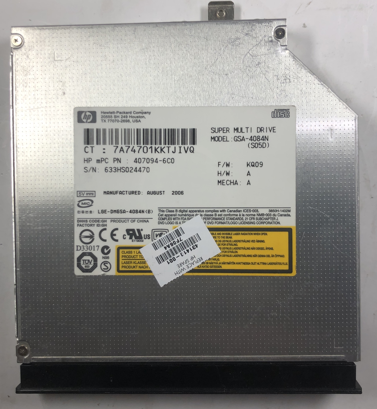 Refurbished: NEW HP Pavilion DV6000 DVDÂ ± RW drive GSA-T10N