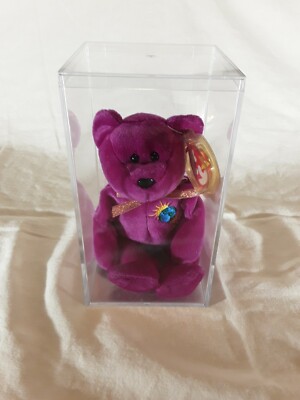 RARE!NEW! TY 1999 Millenium Bear Beanie Baby with 3 errors!Comes in plastic case