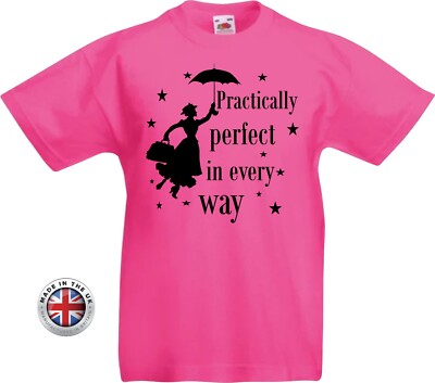 MARY POPPINS T-Shirt ''Practically Perfect In Every Way'' Kinder Unisex bedruckt