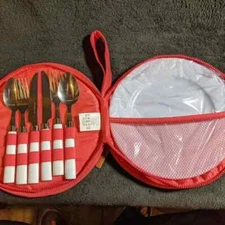 Sunnylife Picnic Set with Plates, Knives, Forks, and Spoons