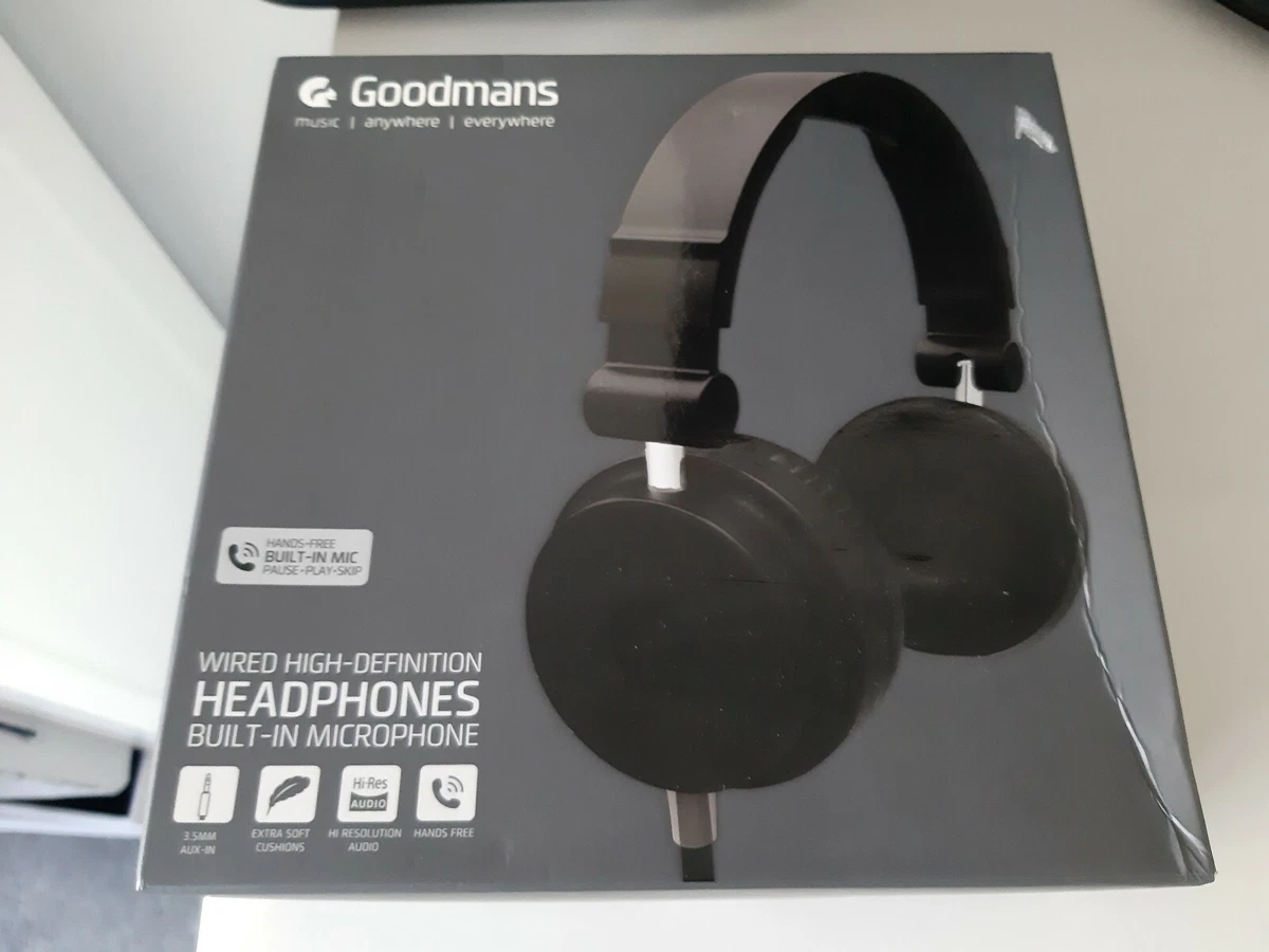 Goodmans Wired High Definition Headphones Built in Microphone