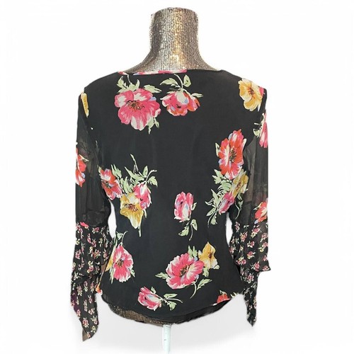 Vintage Y2K Fairy Grunge Silk Floral Top Large Whimsigoth Boho Romantic Gothic - Bild 2 von 8