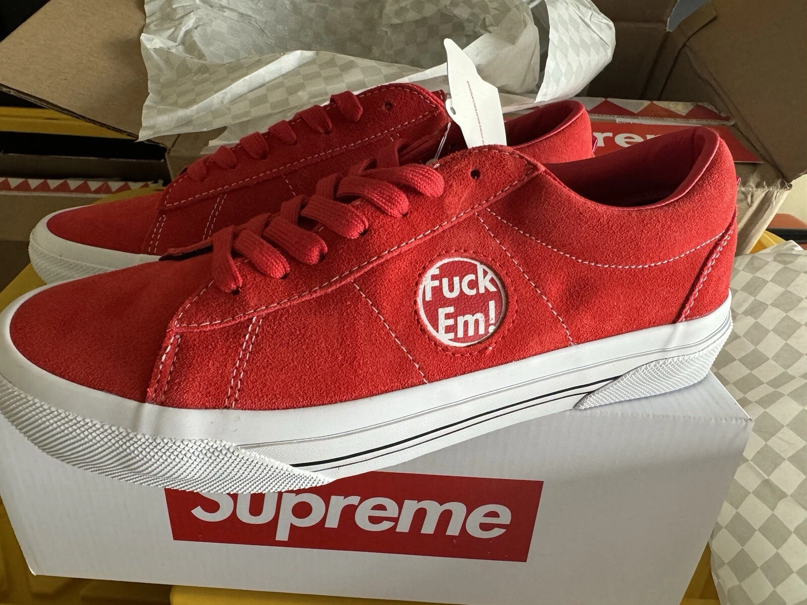 SUPREME VANS X SKATE SID S ROUGE TAILLE 9 FLAMBANT NEUF