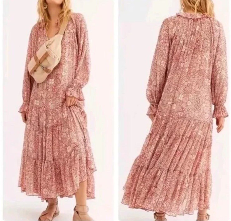 Feeling Groovy Maxi Dress by Free People in Pink, Size: XS