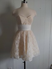 Mori Lee Madeline Gardner Lace Bridesmaid Prom Dress Strapless Women Sz 4