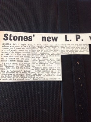 65-4 Ephemera 1966 Article Rolling Stone New Lp Review Aftermath