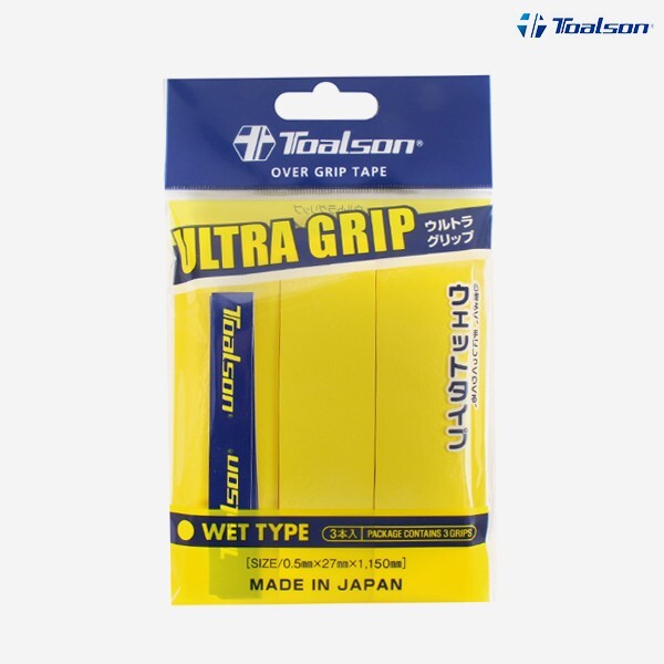 Toalson Ultra Grip Теннисная ракетка для бадминтона с захватом 0,5 мм, желтая, 3 шт.