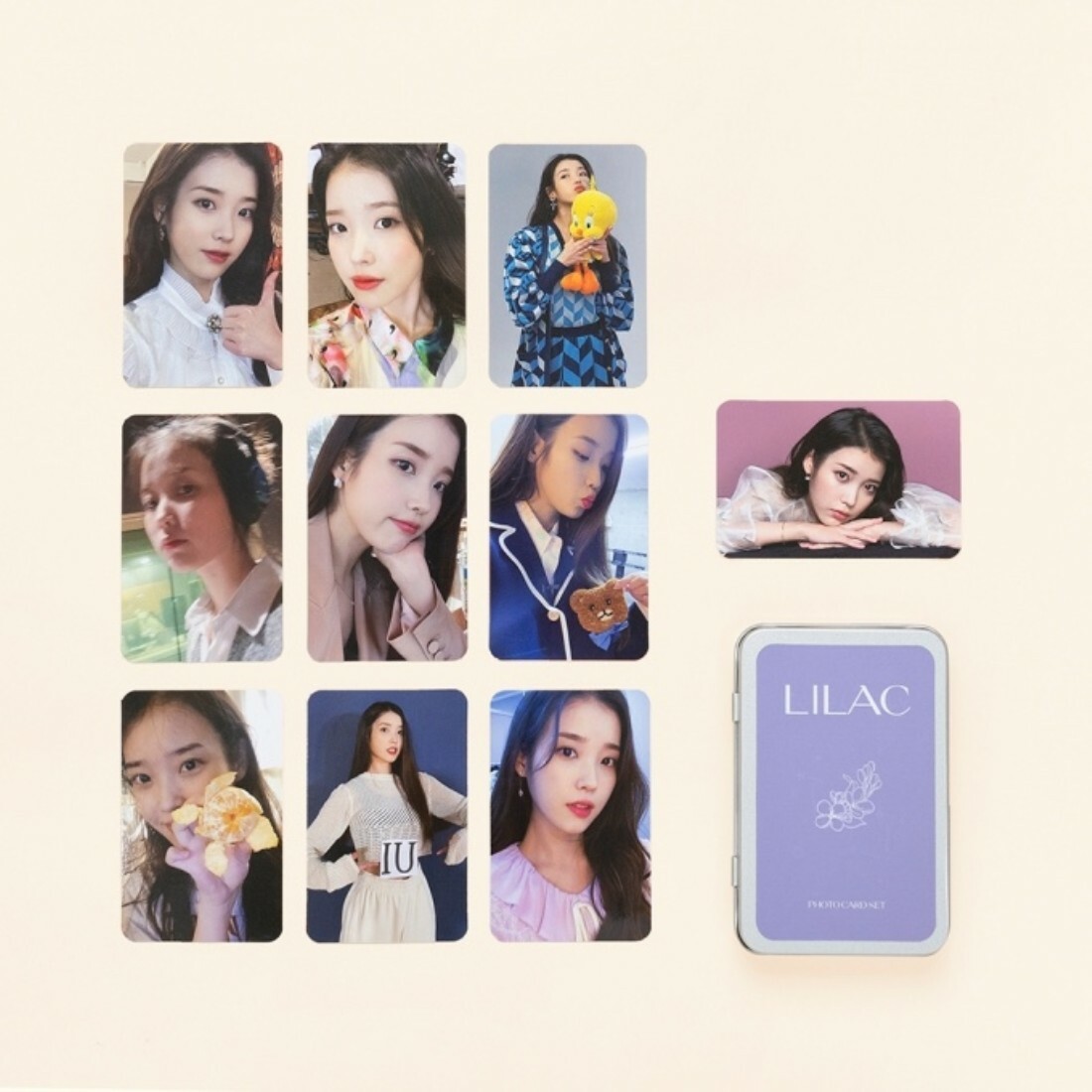 IU Lee Jieun Official 5th Album LILAC Photocards Tin Case IU Lee Jieun Official 5th Album LILAC Photocards Tin Case