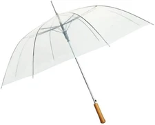Rain Umbrella - Clear - 48" Across - Rip-Resistant Material - Auto Open 