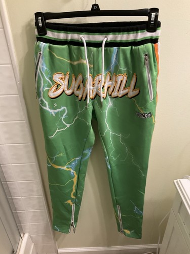 Sugarhill Sweatpants Women’s Size Medium Track Streetwear Zip Green Lightning - Afbeelding 3 van 16