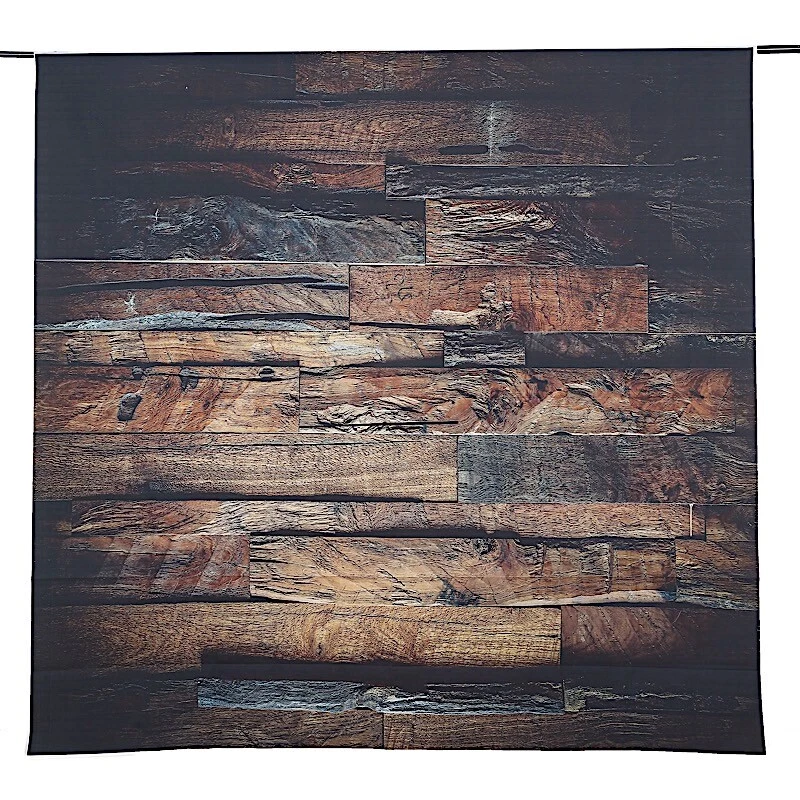 DARK BROWN 8 ft x 8 ft Printed Vinyl Photo Backdrop 3D Wood Design Banner Events - Image 3 of 4