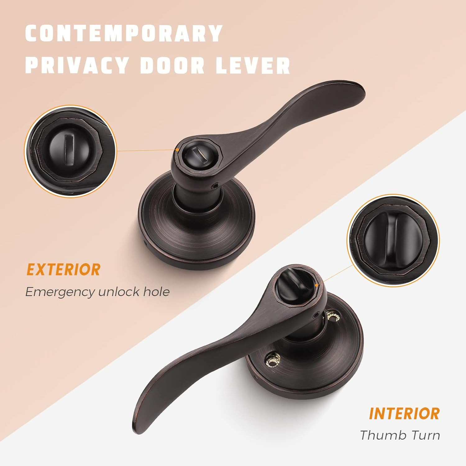 10 Pack Oil Rubbed Bronze Door Handle, Privacy Door Lever Bed and Bath Door Knob