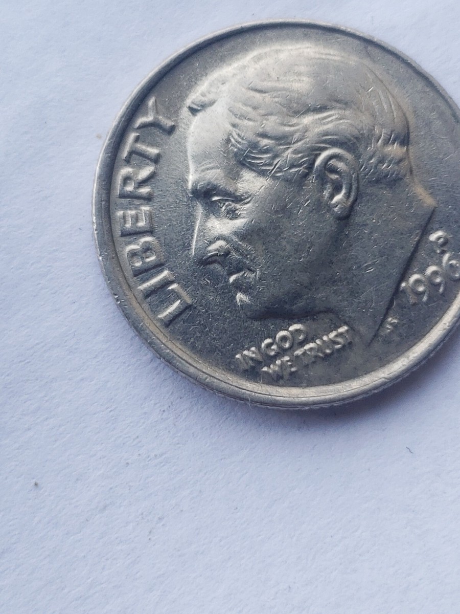 1996 P ERROR OFF CENTER DIME / DIE CHIP ON CHEEK AND NOSE. | eBay