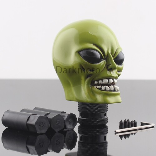 Universal Car Truck Manual Stick Gear Shift Knob Lever Shifter Green Aliens Head - Picture 6 of 12