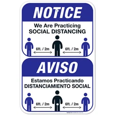Social Distancing Bilingual Sign, Social Distancing Sign, Spanish English,