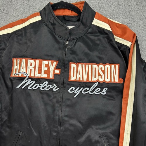 Harley Davidson Bomber Jacket Women’s Black Size Large Full Zip Motorcycle - Imagen 2 de 9