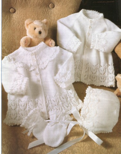 Strickanleitung Kopie 1489.  Baby Mütze Fäustlinge Strickjacken.  16-20" Brustumfang.  3ply