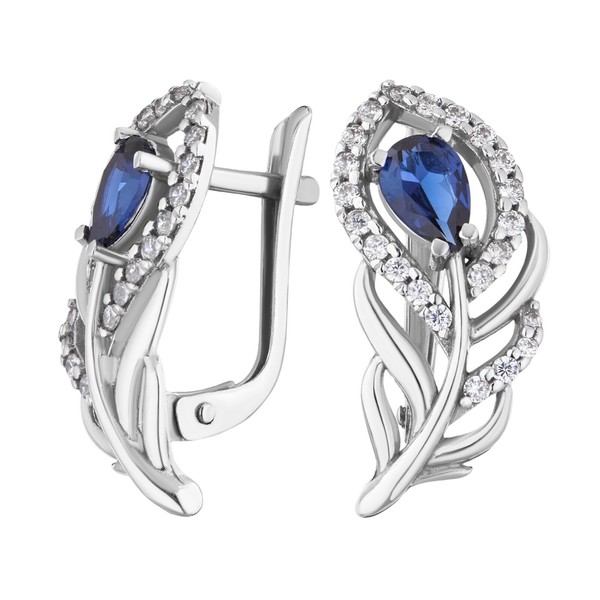 Ohrringe Damenohrringe Ohrringe Silber Mit Zirkonia Stein Saphir Echtschmuck-image