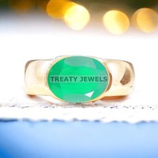 Emerald Oval Cut With 14K Solid Yellow Gold Ring For Men's A300