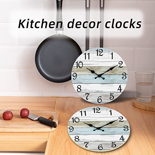 Wall Clock Silent Non Ticking Wall Clocks Battery 10 inches B-white,brown,blue - Picture 6 of 7