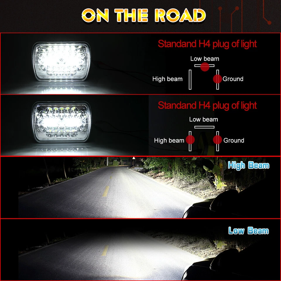 Barra de luz LED alta/bajo+10" para camionetas Ford L9000 L800 LN700 2 piezas 7x6" 5x7" Foto 3 de 4