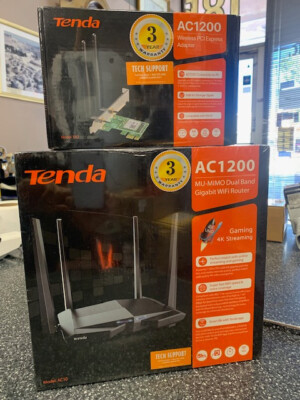 Tenda AC1200 DualBand Gigabit WiFi Router AC10 & Wireless PCI Adapter Bundle NIB
