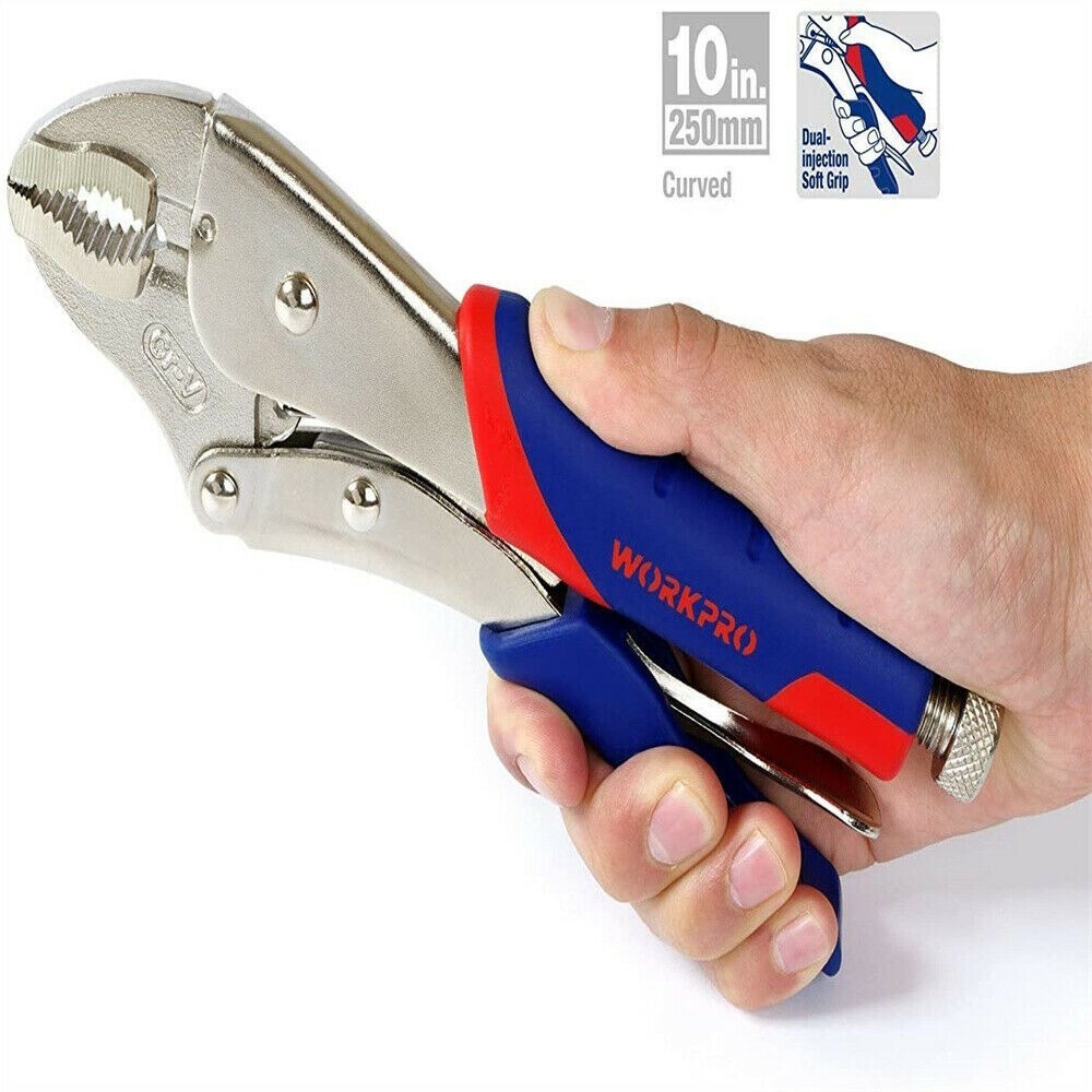 WORKPRO 3PC Locking Vise Pliers Set Round Grip and Long Nose Jaw 6.5" 7" 10" NEW 820909733454 eBay