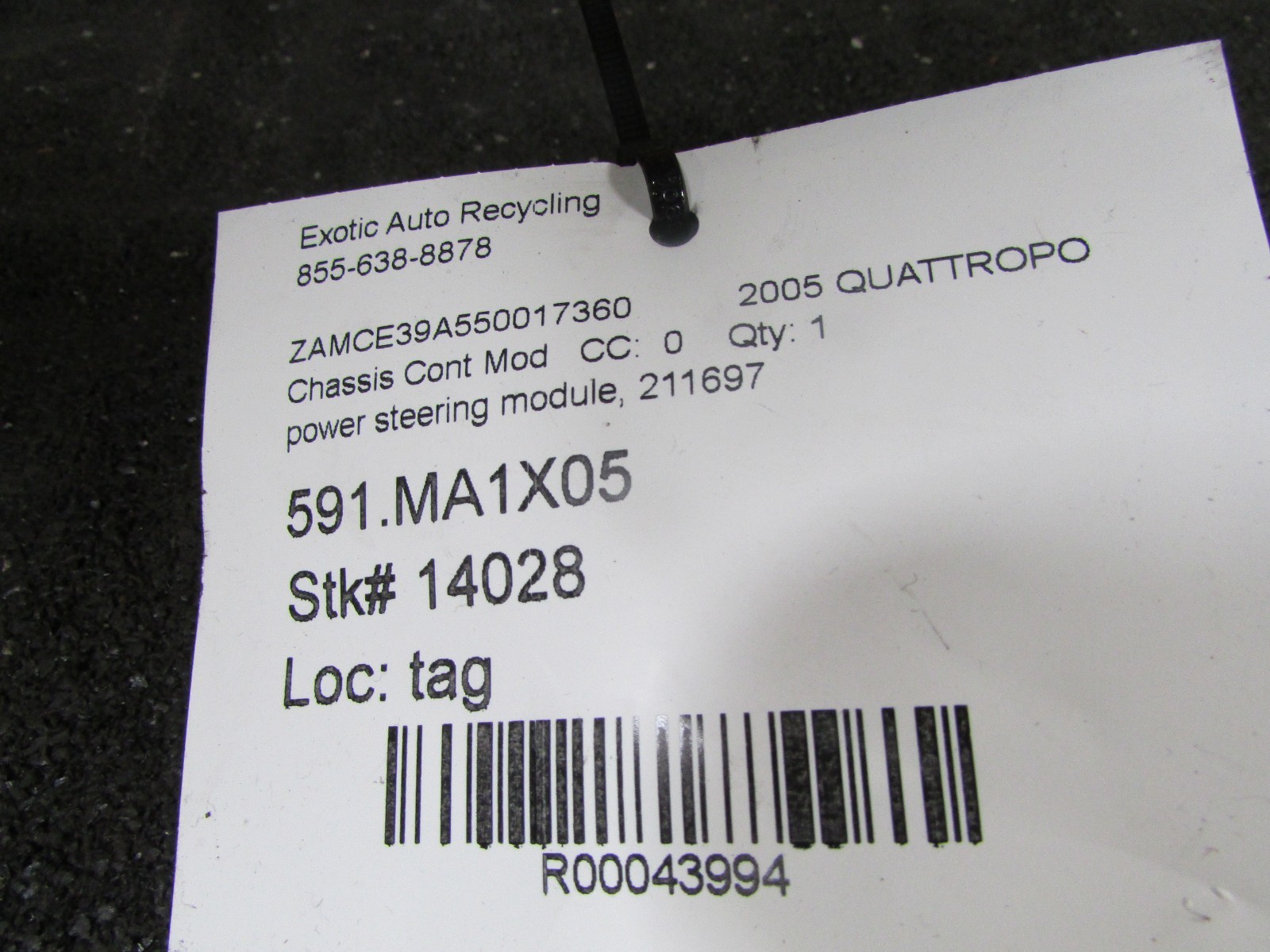Maserati Quattroporte, Power Steering Computer, ECU, Used P/N 211697