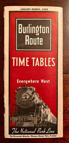 1945 Burlington Route Time Table - Picture 3 of 3