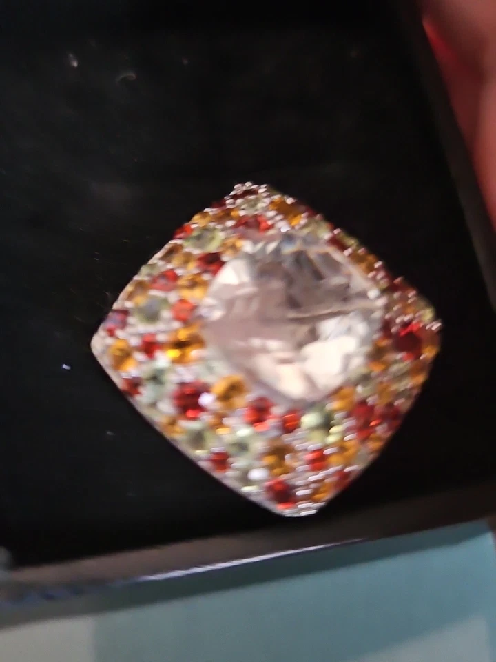 Colleen Lopez Green Amethyst, Rhodolite, Citrine Ring Silver 925 Size 7 NWOT  - Image 3 of 4