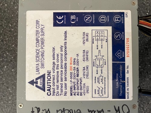 Lanya Science Computer Corp 200W AT Power Supply Model LP-350 Tested & Working - Picture 5 of 6