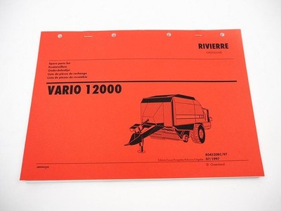 Rivierre Greenland Vario 12000 Round Baler Parts List Parts List 1997