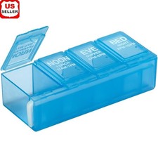 Daily Pill Organizer AM PM Compartment Easy Open Portable Medication Planner New