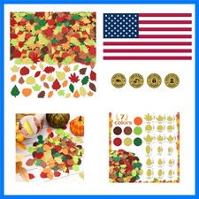 300Pcs Fall Leaf Foam Stickers for Kids Autumn Thanksgiving Crafts Glitter ...