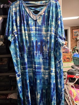 Ladies Catherine's 4XL BLUE tie-dyed  Summer Dress  NWOT.   T108