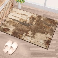  2x3 Brown Entryway Rug, Washable Abstract Small Rugs Non-Slip Low Pile Throw 