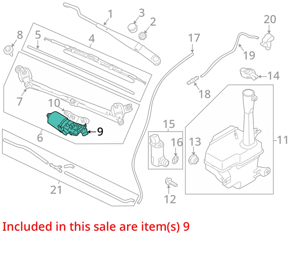 2013 Kia Forte Front Windshield Wiper Motor OEM 148K Miles - LKQ328622377 - Image 3 of 4