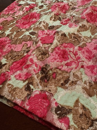 J Crew 1960s GLAMOUR STYLE PINK ROSES Jacquard GOLD Lamé Pencil Skirt sz 6 - 第 8/10 張圖片