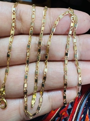 18K 750 Fine Genuine Gold Mariner Chain Necklace 18  Long 3.05g 3mm