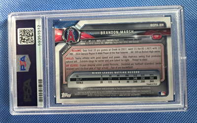 2018 bowman Brandon marsh auto リフ PSA9 2018 Bowman Chrome Prospect Auto Brandon Marsh Angels PSA 9 MINT