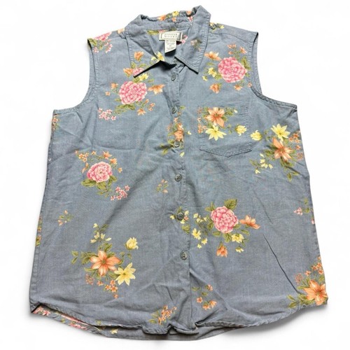 Vintage Jennifer Moore Blue Floral Button Up Blouse & Skort Set Womens Size M - Picture 4 of 6