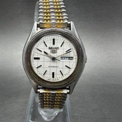 Seiko 5 Automatic Watch Women 25mm Silver Dial Two Tone 4206-0410